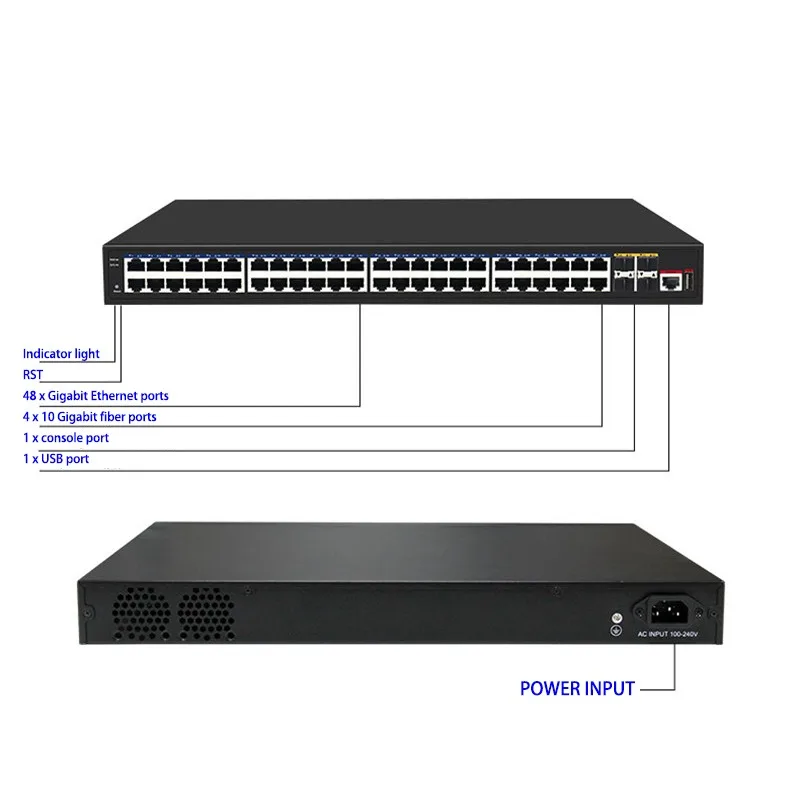 Conmutador Ethernet gestionado Gigabit de 48 puertos, LL-L3MES-SW-1000-48 - Imagen 2