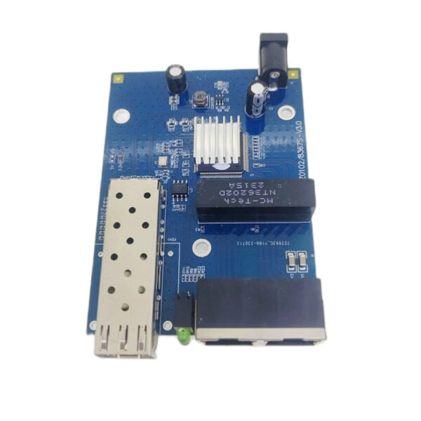 Convertidor de medios de fibra óptica 1SFP 2RJ45 1000M 20km Conmutador Ethernet Placa PCBA Grado industrial