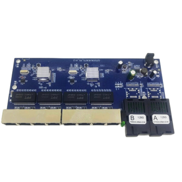 2SC 8RJ45 1000M 광섬유 미디어 컨버터 이더넷 스위치 PCBA 보드 산업용 등급