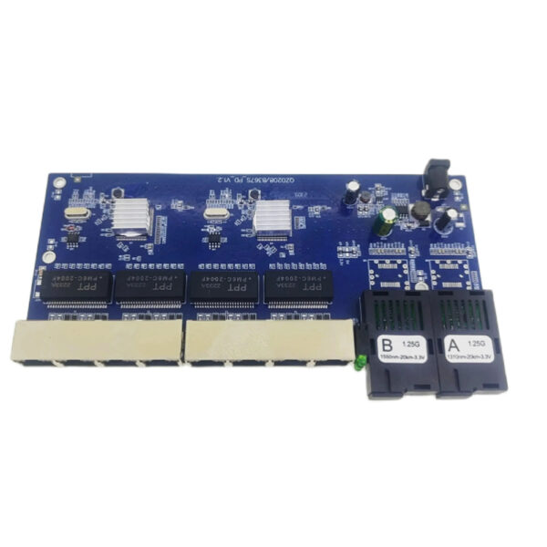 역방향 POE 스위치 2SC 8RJ45 1000M 광섬유 미디어 컨버터 이더넷 스위치 PCBA 보드 산업용 등급