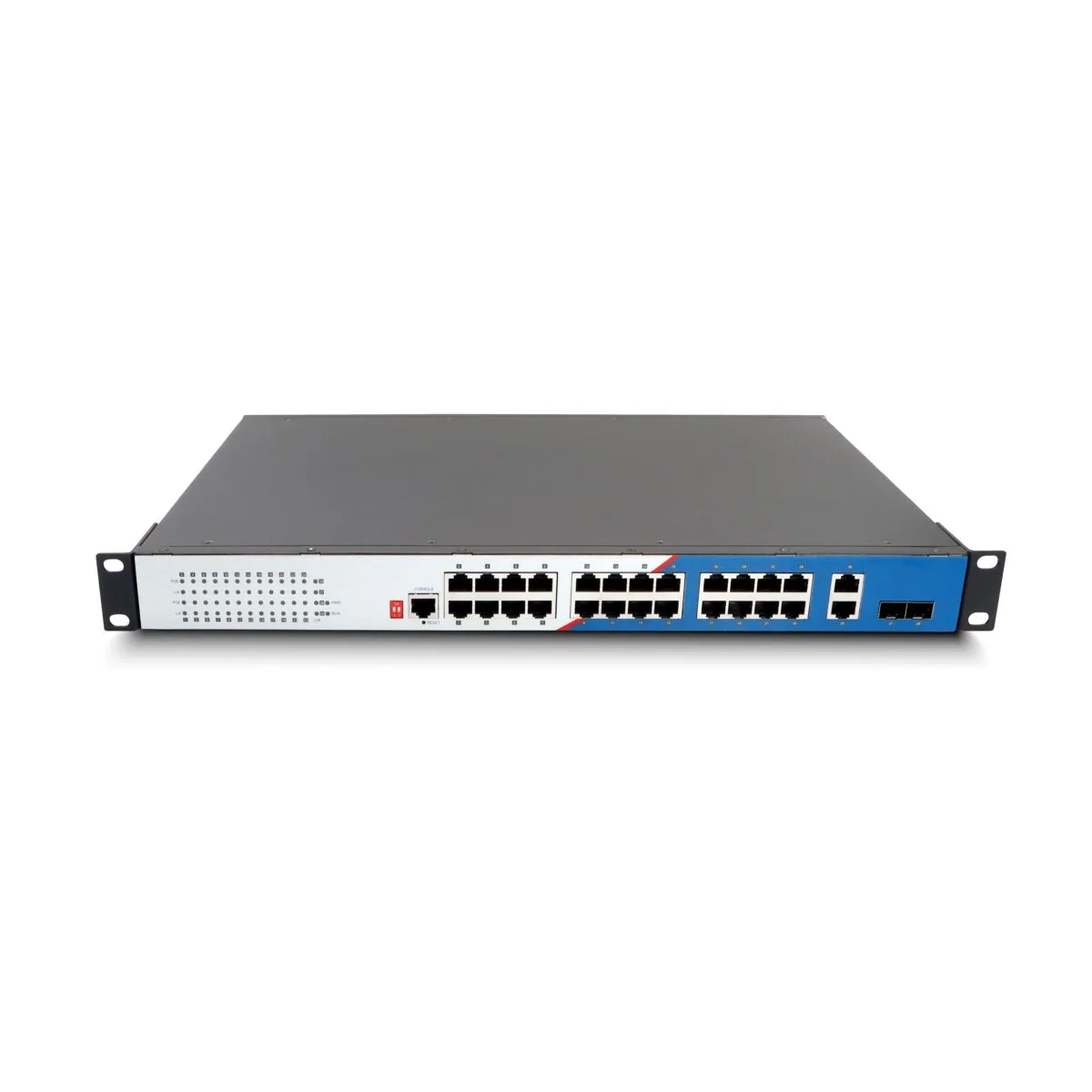 INS2M2GF26GT-24POE,28-port L2+ managed Rack-mounted Ethernet switch, with 2 Gigabit fiber ports and 2 Gigabit copper ports,24 Gigabit POE copper ports - Image 1