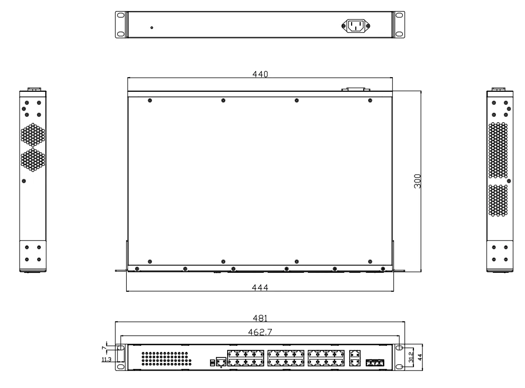 INS2M2GF26GT-24POE,28-port L2+ managed Rack-mounted Ethernet switch, with 2 Gigabit fiber ports and 2 Gigabit copper ports,24 Gigabit POE copper ports - Image 2