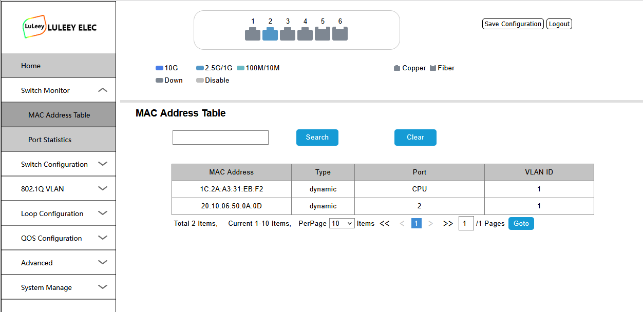 LL-L2+MES-425GE2SFP+ 사용자 가이드: 로그인, VLAN 및 웹 관리 22 LL L2MES 425GE2SFP2