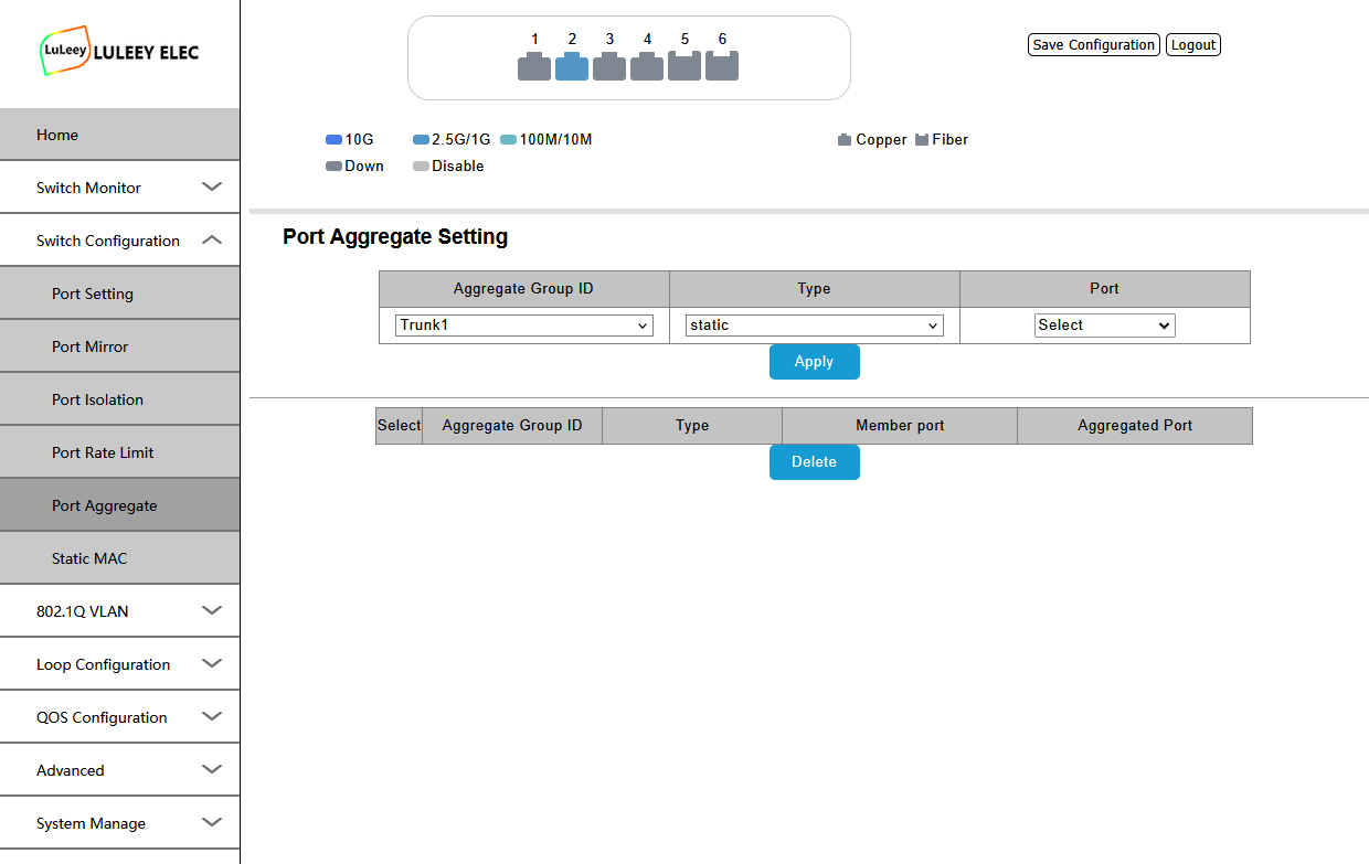 LL-L2+MES-425GE2SFP+ 사용자 가이드: 로그인, VLAN 및 웹 관리 16 LL L2MES 425GE2SFP8