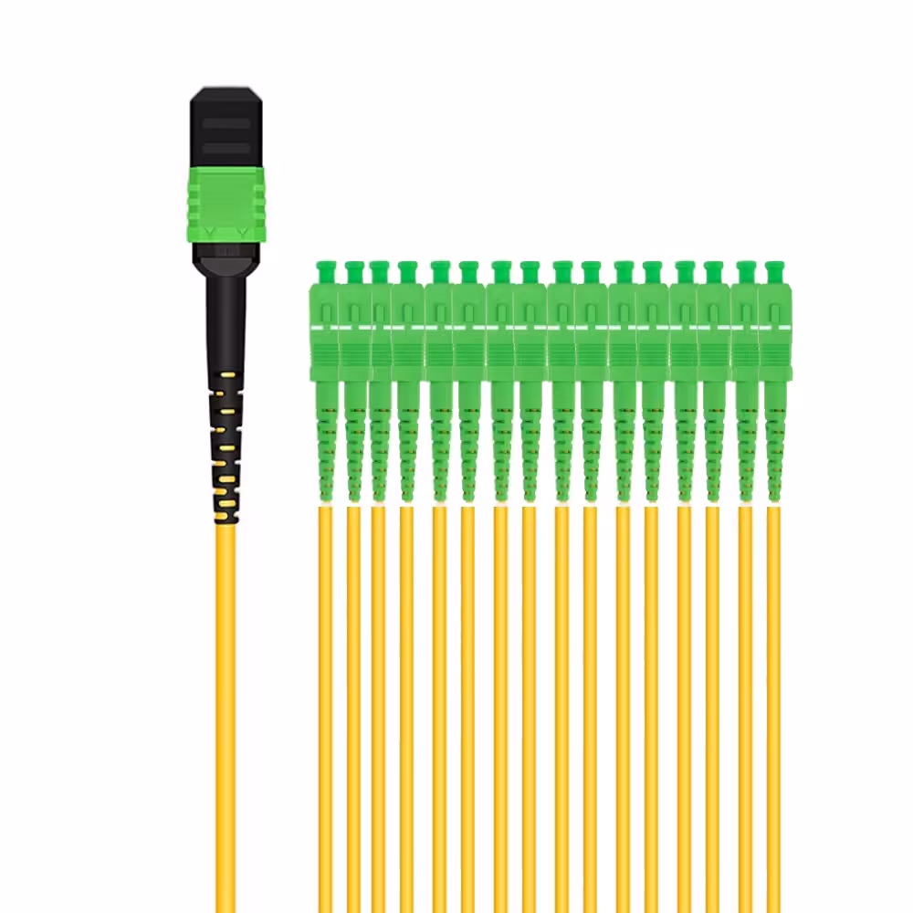 mpo SC APC 16코어 MPO to SC APC Cable, 16 Fiber OS2 Single Mode Breakout Cable - 이미지 1