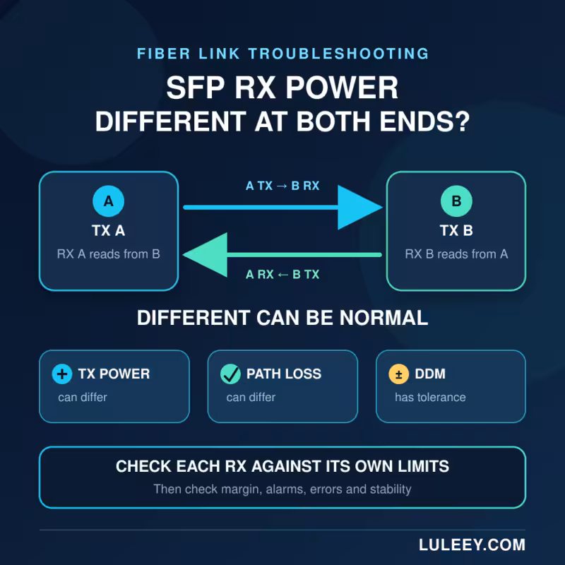sfp rx power different both ends hero